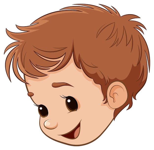 Glimlachende cartoon jongen met bruin haar