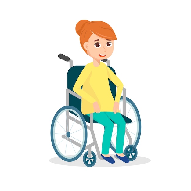 Glimlachende vrouw die in rolstoel zit vectorillustratie