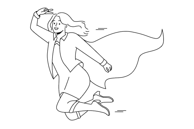 Glimlachende zakenvrouw in superheldenkostuum