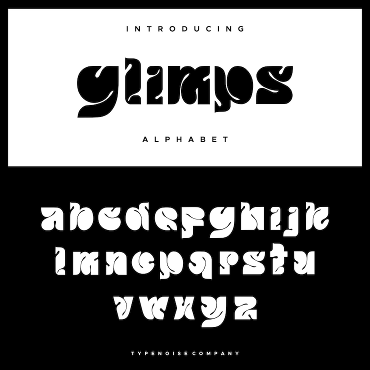 Vector glimps display font typeface modern retro concept