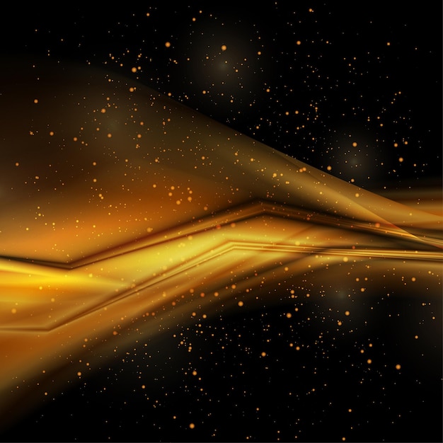 Glinsterende abstracte gouden achtergrond met glinsterend stof en gladde strepen