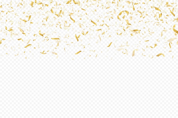 Glinsterende confetti op een transparante achtergrond Gouden confetti