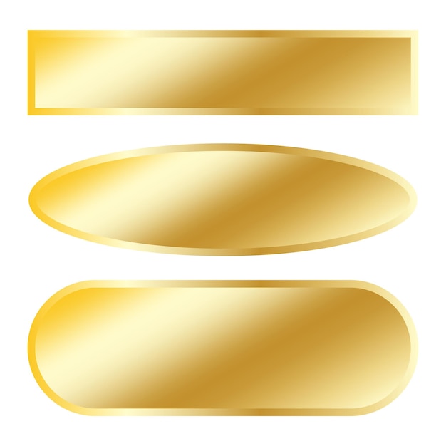 Glinsterende gouden etiketten Elegante metalen vormen Rechthoekige en ovale symbolen Premium vectorontwerp