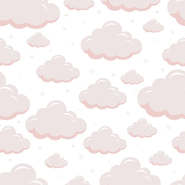 Vector glinsterende roze baby naadloos patroon met wolk en ster