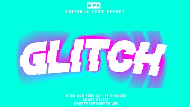 Glitch 3d Editable Text Effect Vector With Background