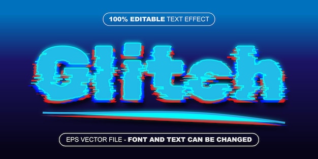 Vector glitch 3d editable text effect