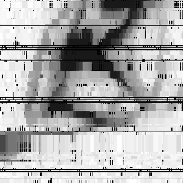 Vector glitch abstracte achtergrond met vervormingseffect willekeurige horizontale zwarte en witte lijnen