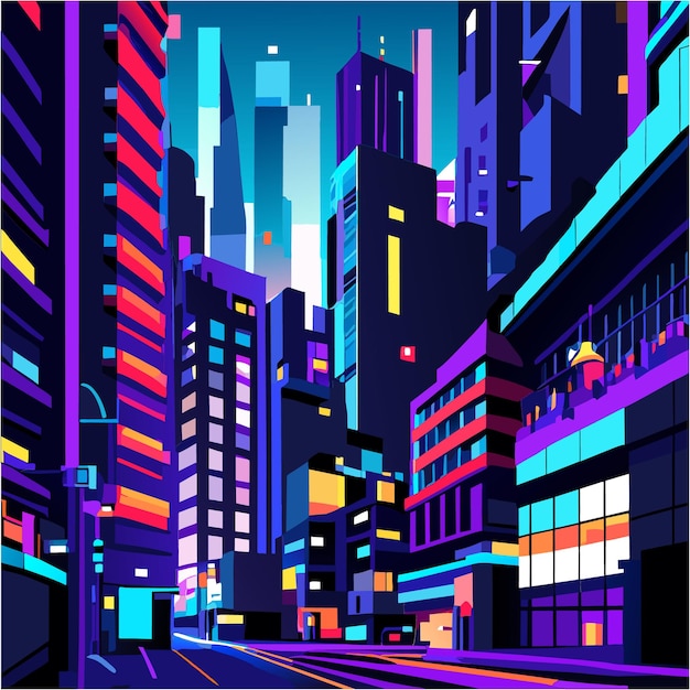 ベクトル cyberpunk city dreams におけるグリッチ アートの美学