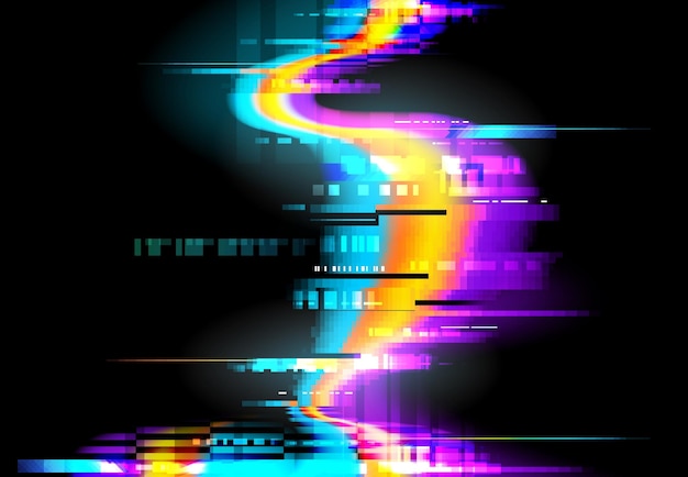 ベクトル 画面上のグリッチ背景ピクセルデジタルノイズ