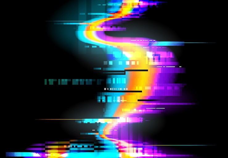 Vector glitch background pixels digital noise on screen