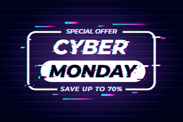 Vector glitch cyber monday concept