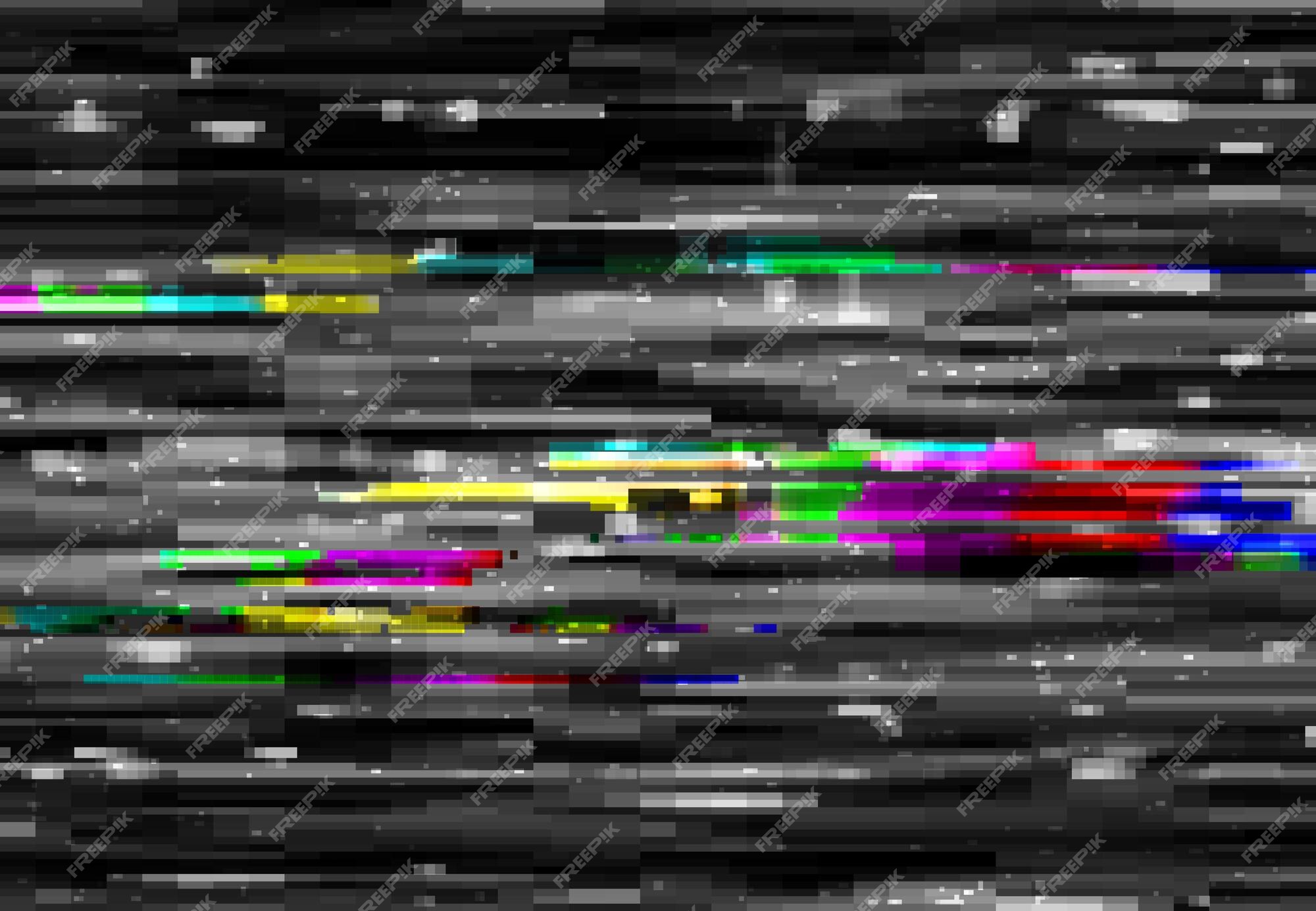 Digital Broken Screen Glitch Effect in Pixelated Style with