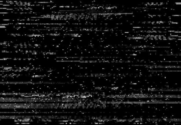 Schermo di distorsione glitch, effetto glitch video vhs con linee e rumore, sfondo vettoriale. pixel tv su televisione a schermo digitale, computer o distorsione del segnale vhs con effetto glitch