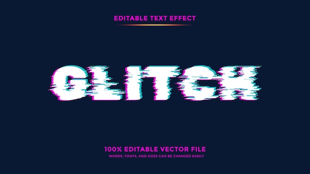 Vettore effetto di testo modificabile per glitch