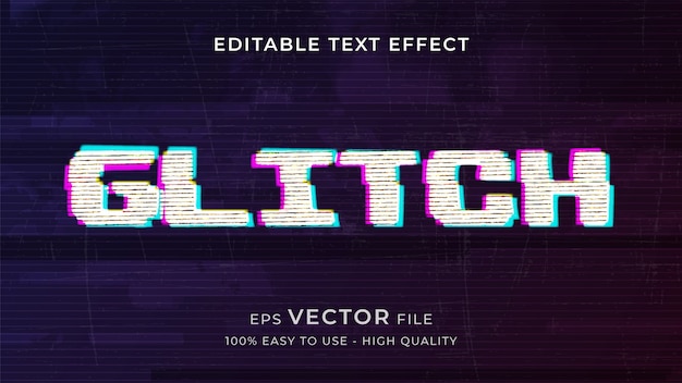 Vector glitch editable text effect