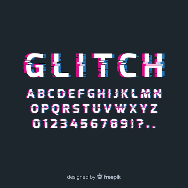 Vettore alfabeto effetto glitch