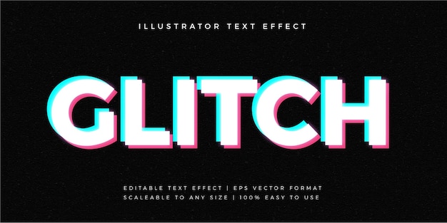 Vector glitch glowing text style font effect