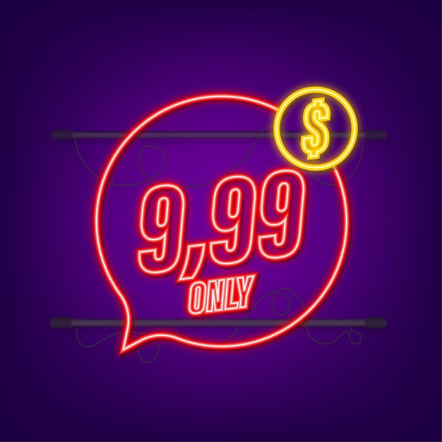 Icona glitch modello con solo 99 icona al neon etichetta del prezzo di vendita distintivo banner di vendita