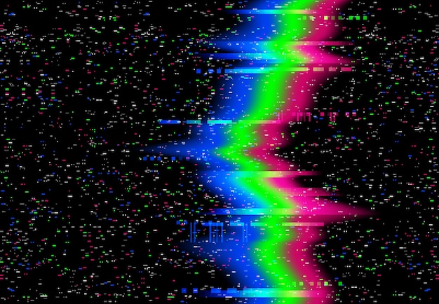 Glitch noise on screen pixel digital vhs effect