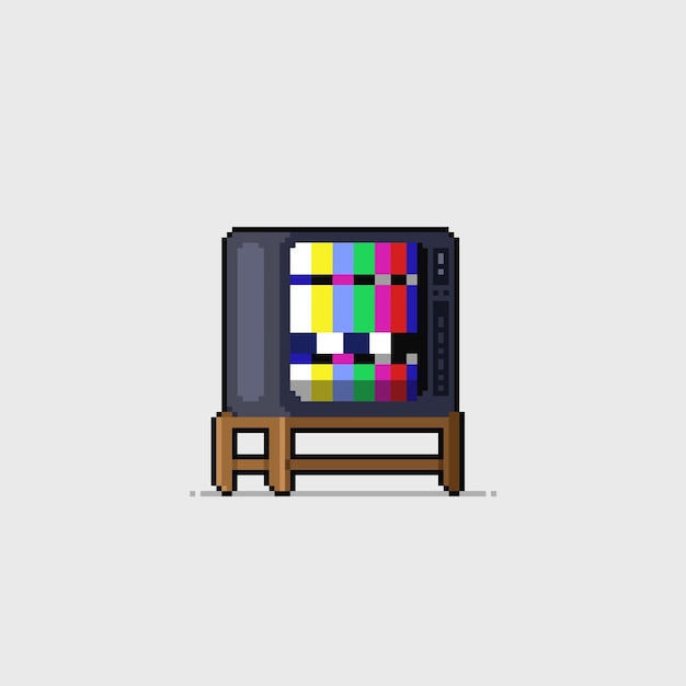 glitch screen television in pixel art style