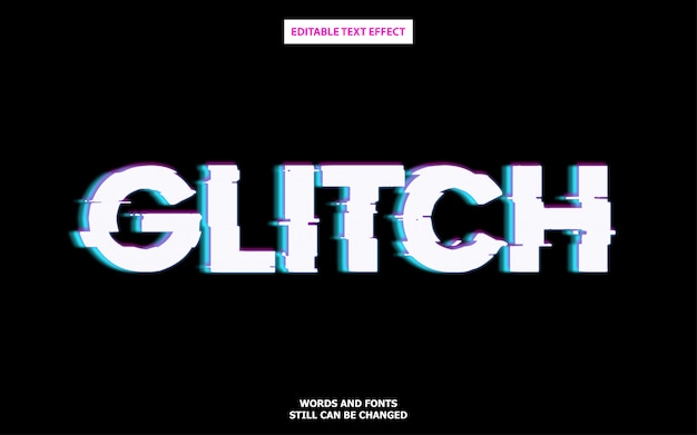 Вектор Редактируемый эффект шрифта в стиле glitch