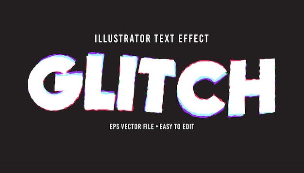 Glitch tekststijl bewerkbaar vectoreps teksteffect