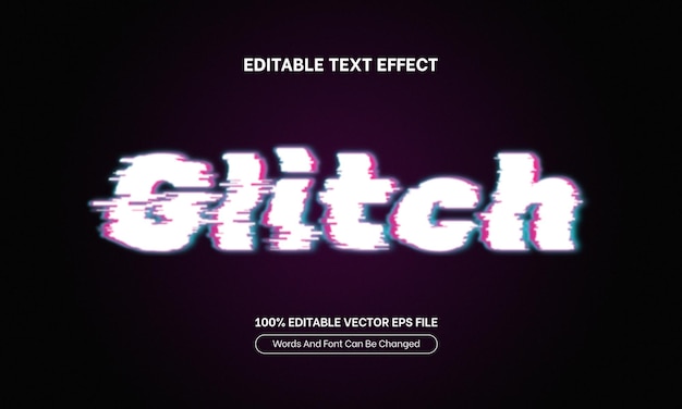 Vector glitch text effect editable text typeface letter futuristic typography