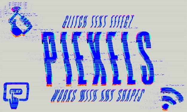 Vector glitch text effect generator graphic styles mockup