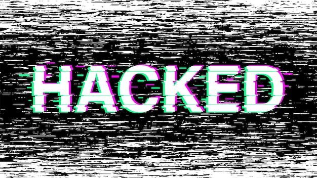 glitch text effect screen glitch vhs effect data access error hacking cyber security vector illustration