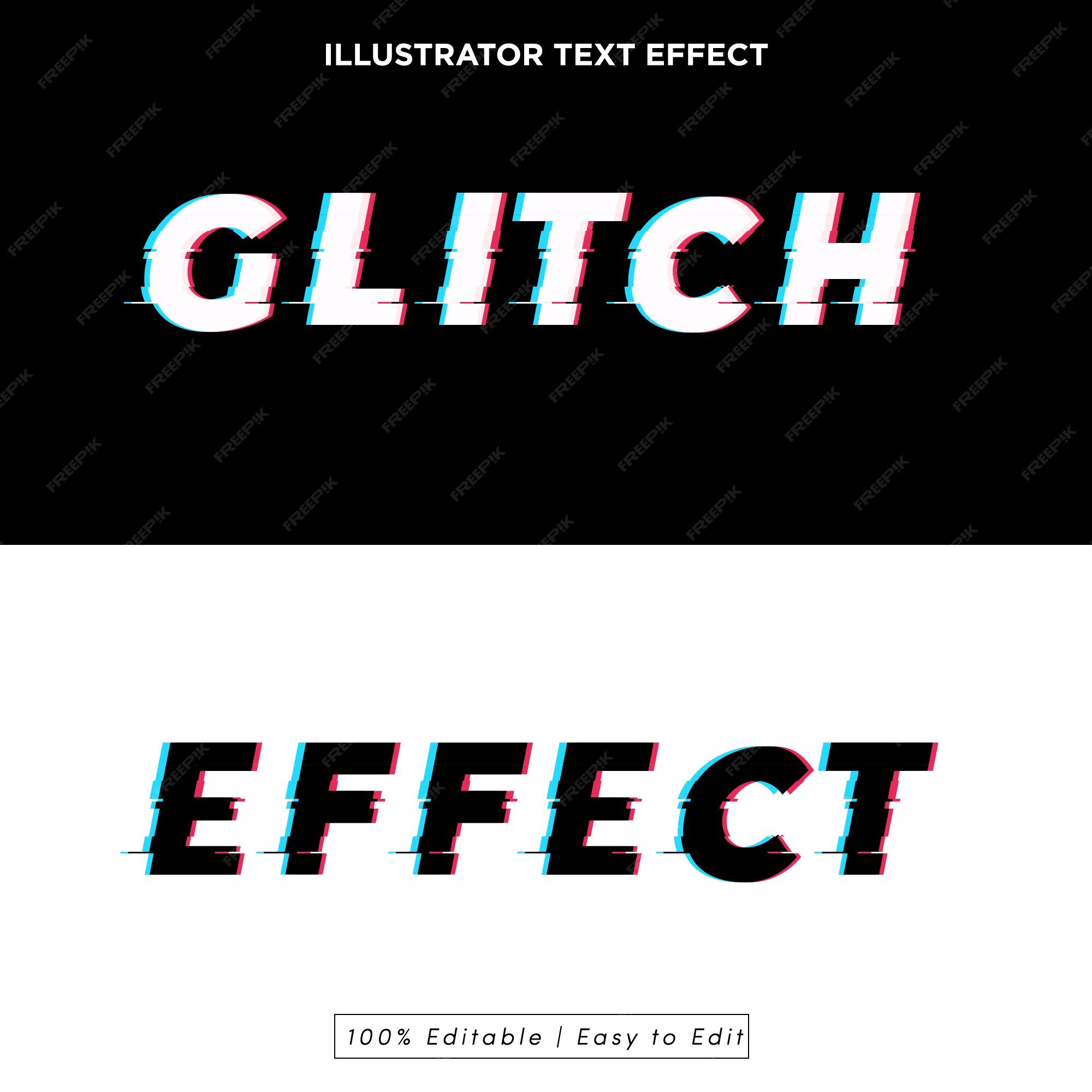 Premium Vector  Glitch text effect generator graphic styles mockup