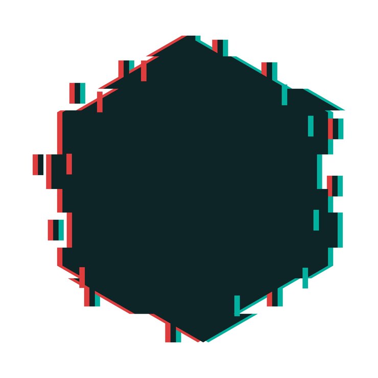 Vector glitching hexagon frame