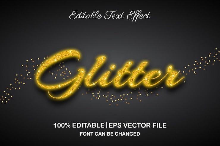 Vector glitter 3d editable text effect