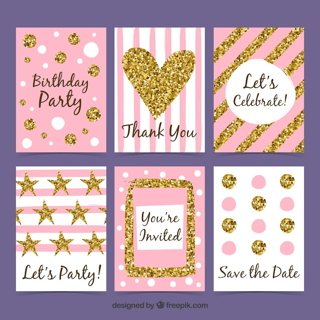 Glitter cards collection with golden color