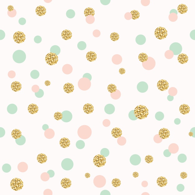 Vector glitter confetti polka dot seamless pattern.