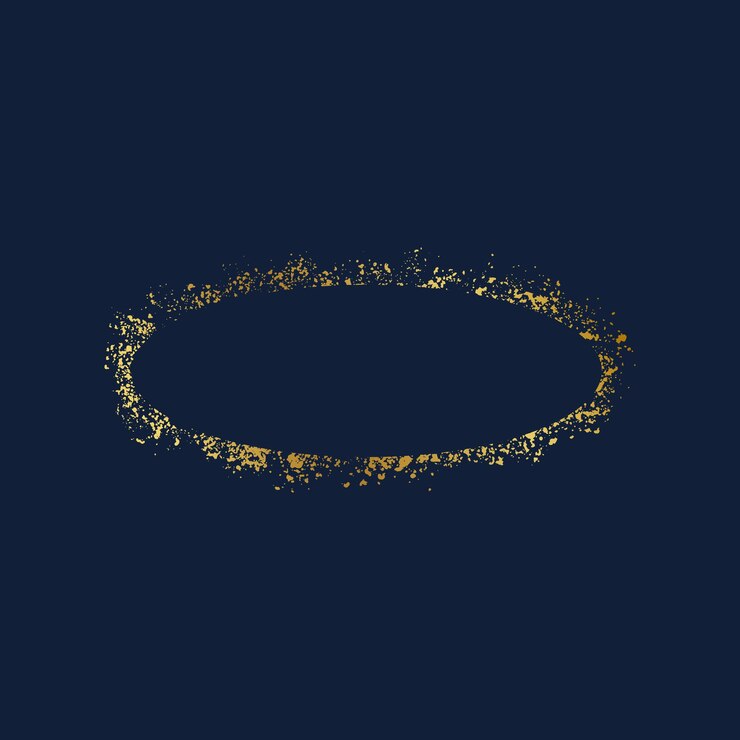 Vector glitter gold circle and oval frame with space for text sparkling golden frame
