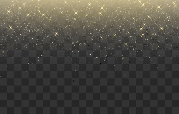 Glitter gold particles shine effect on png background