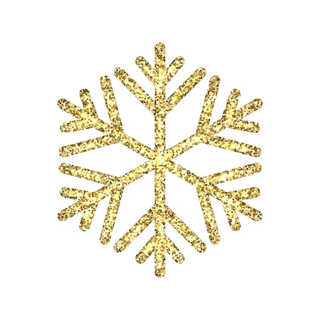 Vector glitter gold snowflake isolated on white background