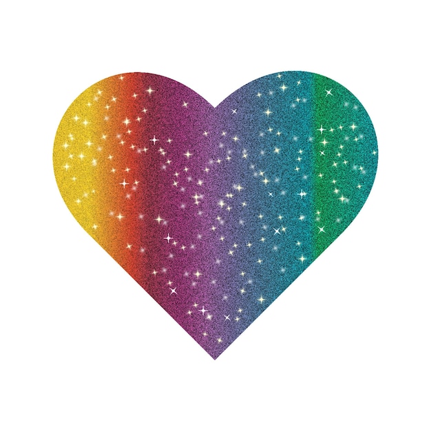 Vettore glitter cuore arcobaleno cuore orgoglio cuore lgbt san valentino amore icona frizzante romantico