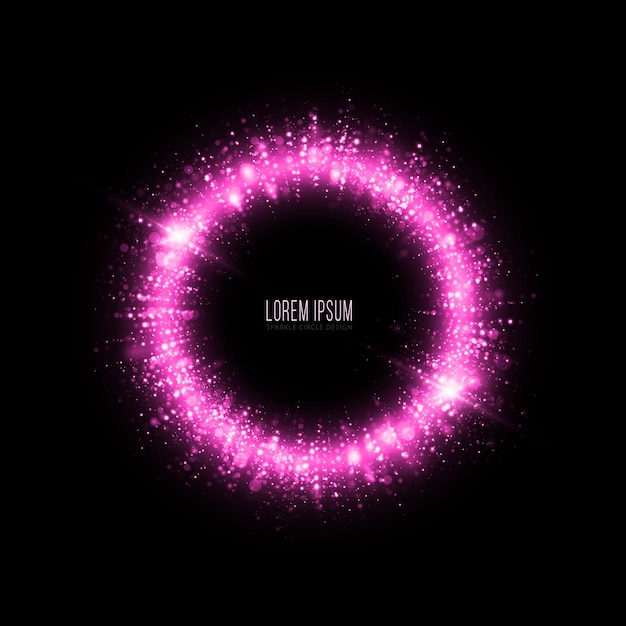 Glitter pink circle ring with glowing particles.