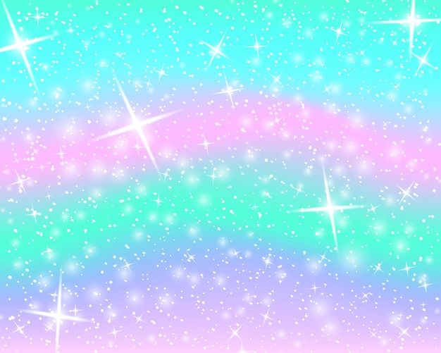 Glitter regenboog achtergrond. de lucht in pastelkleur. heldere zeemeermin patroon. vectorillustratie. eenhoorn kleurrijke achtergrond.