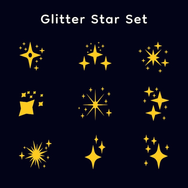 Glitter star set flat style