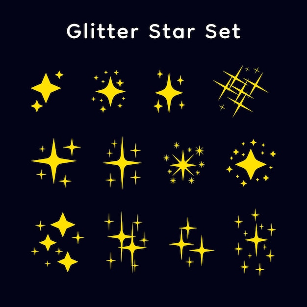 Glitter star set twinkling stars