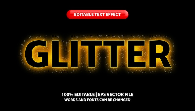 Glitter text editable text effect style neon light with sparkle effect text style