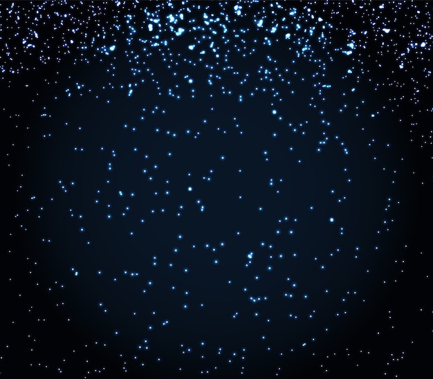 Vector glitter texture. falling particles. blue lights.