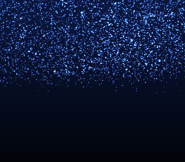 Vector glitter texture. falling particles. blue lights.