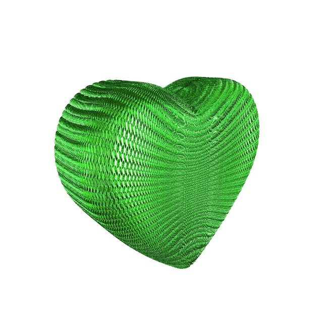 Сверкающее трехмерное сердце зеленого цвета