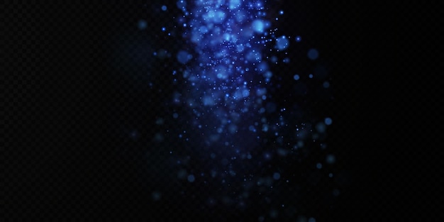 Glittering blue particles of fairy dust Magic concept