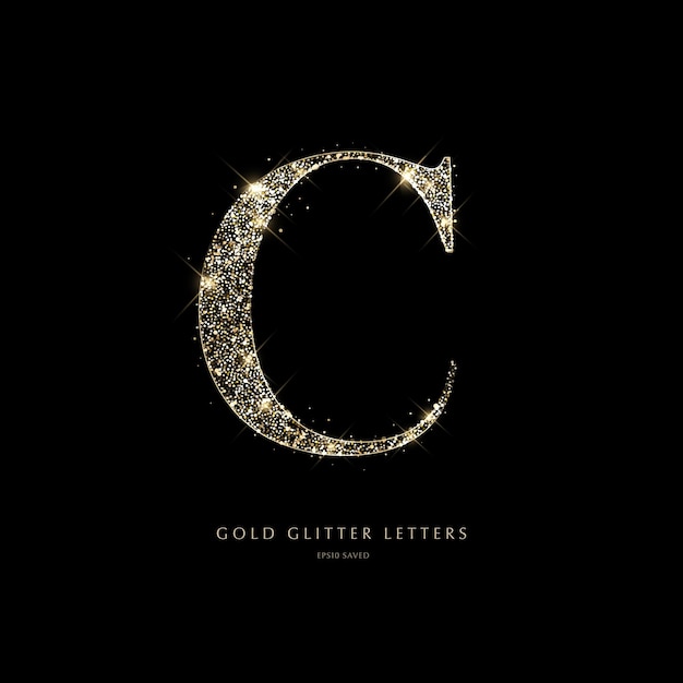 Glittering golden letters on a black backgroundshiny letters