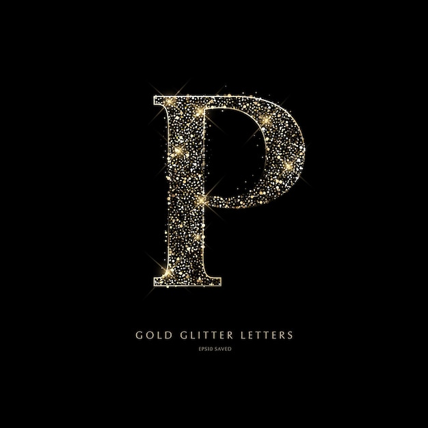 Glittering golden letters on a black backgroundshiny letters