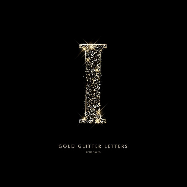 Glittering golden letters on a black backgroundshiny letters